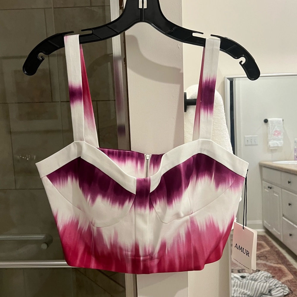 NWT never worn Amur pink and purple tie dye top, originally $248